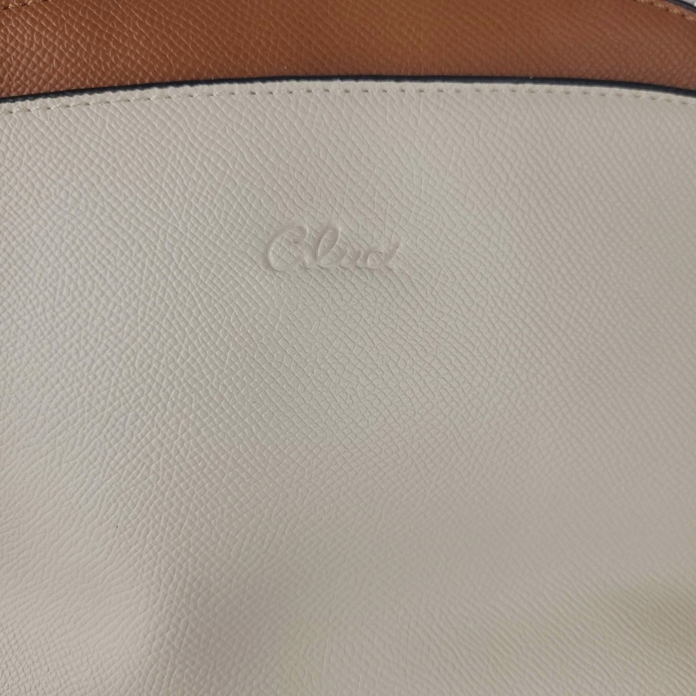 Cluci Cream & Tan Saffiano Faux Leather Dome Crossbody Bag Silver Chain Strap - Picture 9 of 9